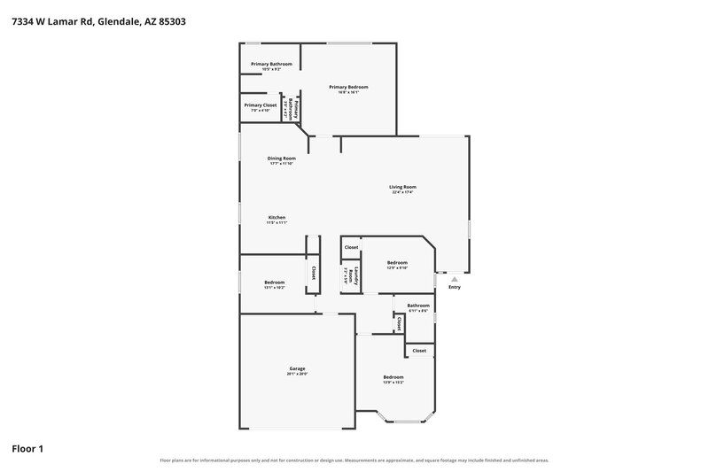 2,095/Mo, 7334 W Lamar Rd Glendale, AZ 85303 Floor Plan View