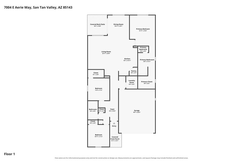 1,820/Mo, 7004 E Aerie Way San Tan Valley, AZ 85143 Floor Plan View