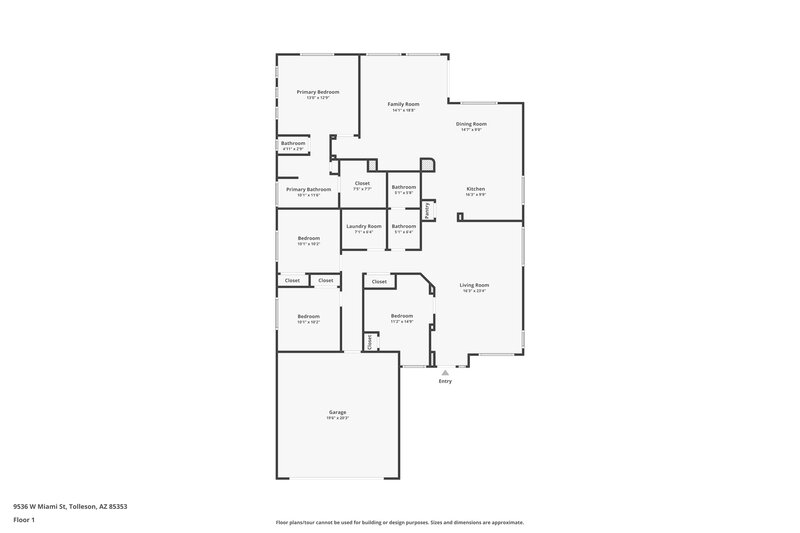 2,120/Mo, 9536 W Miami St Tolleson, AZ 85353 Floor Plan View