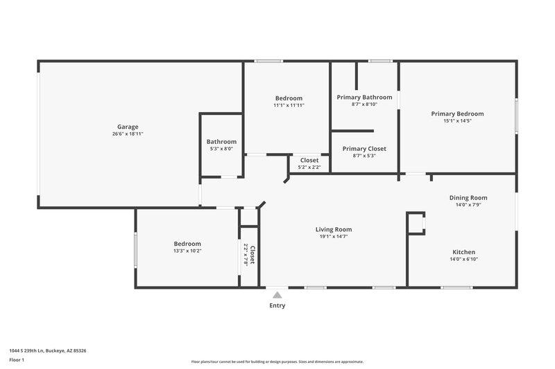 1,930/Mo, 1044 S 239th Ln Buckeye, AZ 85326 Floor Plan View
