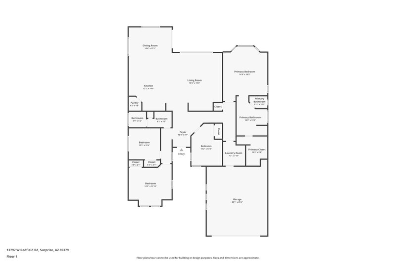 2,095/Mo, 13797 W Redfield Rd Surprise, AZ 85379 Floor Plan View