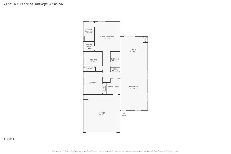 1,815/Mo, 21221 W Hubbell St Buckeye, AZ 85396 Floor Plan View