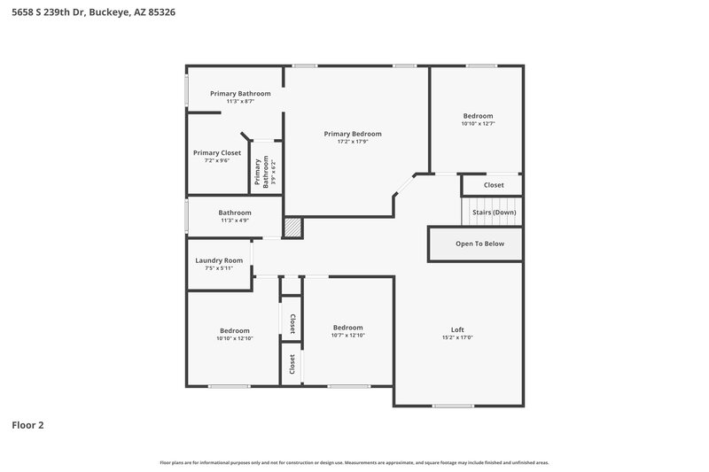 1,955/Mo, 5658 S 239th Dr Buckeye, AZ 85326 Floor Plan View 2
