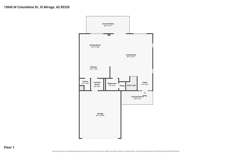 2,095/Mo, 13045 W Columbine Dr El Mirage, AZ 85335 Floor Plan View
