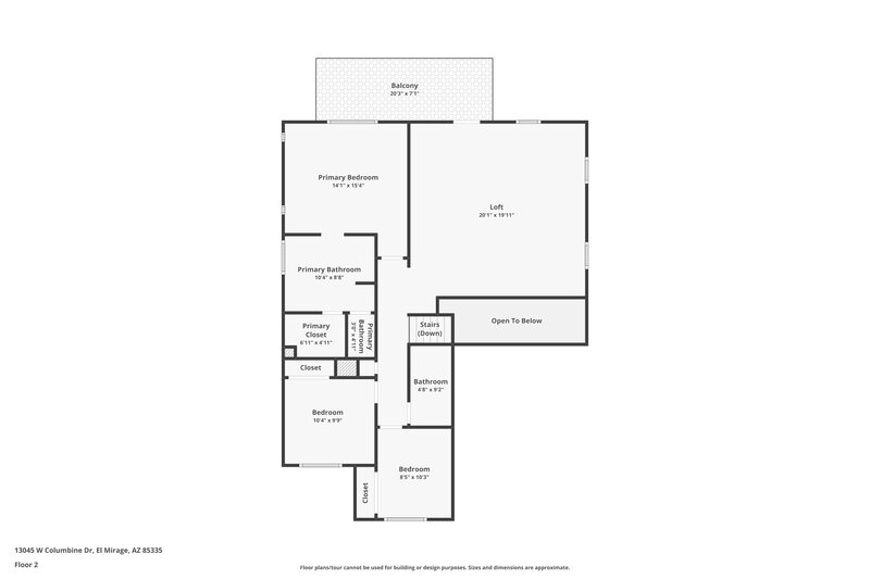 2,120/Mo, 13045 W Columbine Dr El Mirage, AZ 85335 Floor Plan View 2
