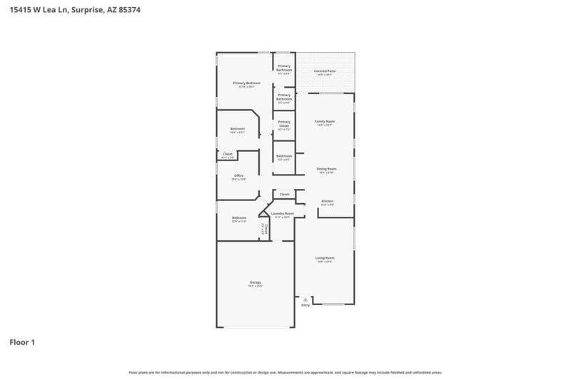 2,030/Mo, 15415 W Lea Ln Surprise, AZ 85374 Floorplan View