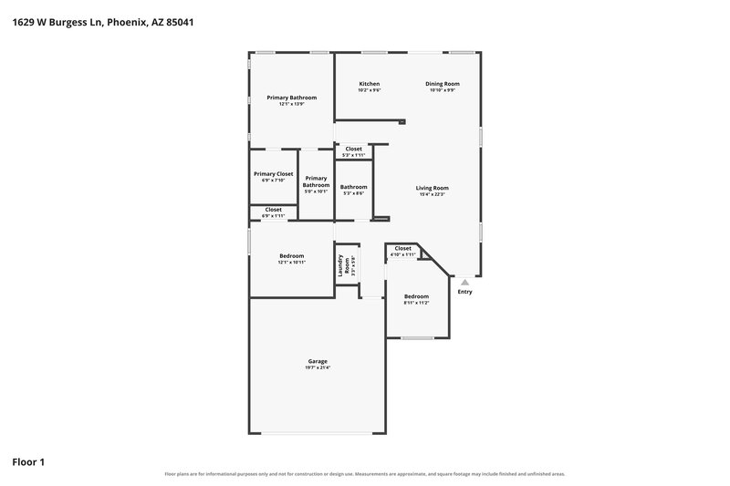 2,065/Mo, 1629 W Burgess Ln Phoenix, AZ 85041 Floor Plan View