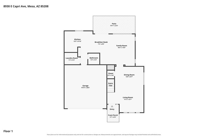 2,345/Mo, 8930 E Capri Ave Mesa, AZ 85208 Floor Plan View