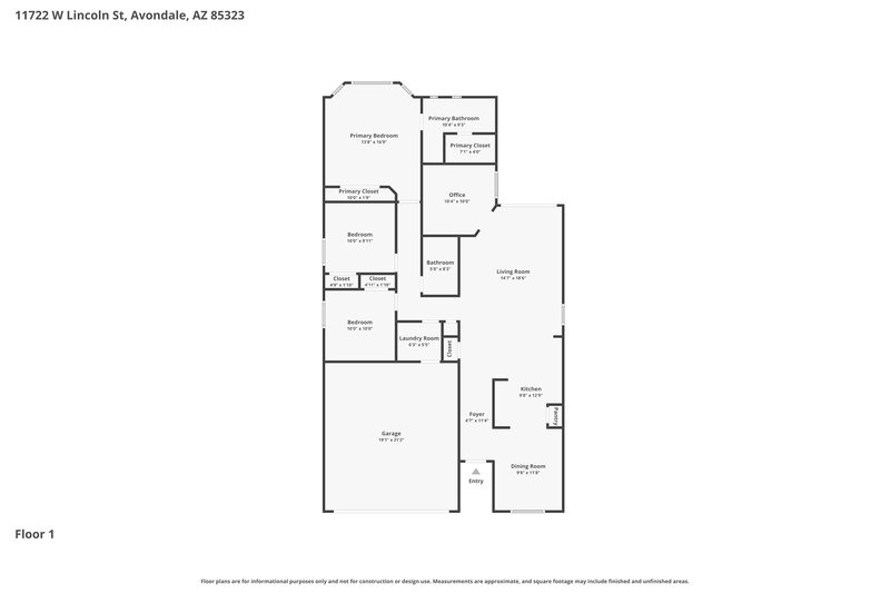 2,110/Mo, 11722 W Lincoln St Avondale, AZ 85323 Floor Plan View