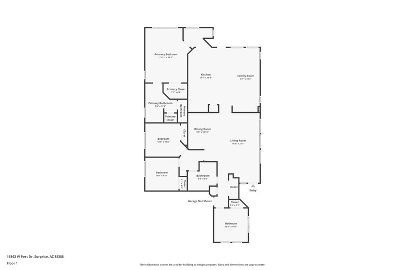 1,950/Mo, 16862 W Post Dr Surprise, AZ 85388 Floor Plan View