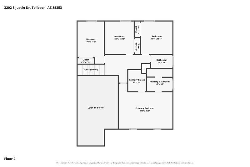 2,180/Mo, 3202 S Justin Dr Tolleson, AZ 85353 Floor Plan View 2