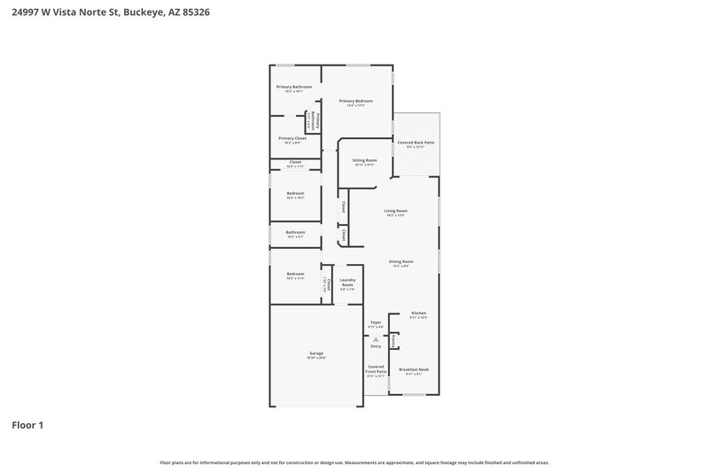 2,020/Mo, 24997 W Vista Norte St Buckeye, AZ 85326 Floor Plan View