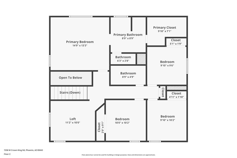 2,050/Mo, 7258 W Crown King Rd Phoenix, AZ 85043 Floor Plan View 2