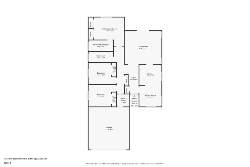 1,625/Mo, 12613 W Bloomfield Rd El Mirage, AZ 85335 Floor Plan View