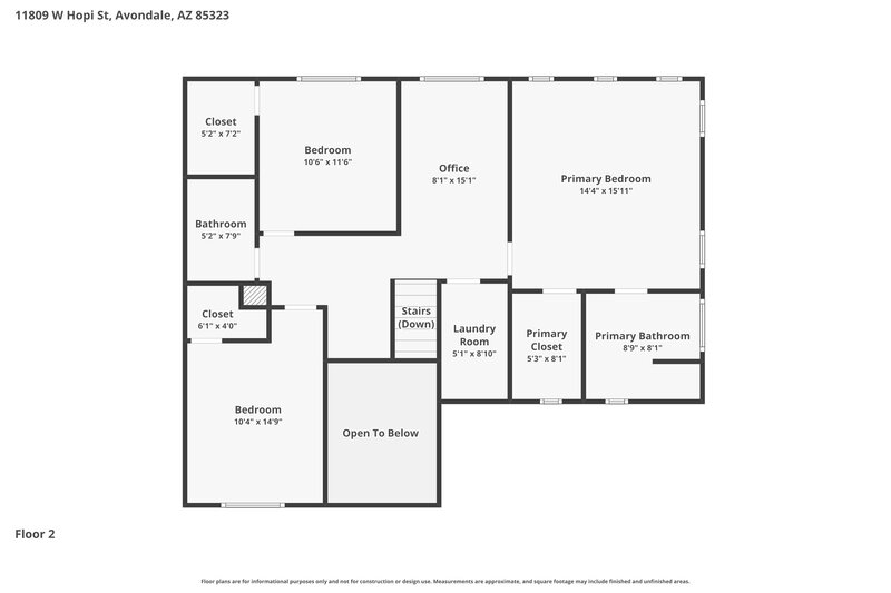2,310/Mo, 11809 W Hopi St Avondale, AZ 85323 Floor Plan View 2
