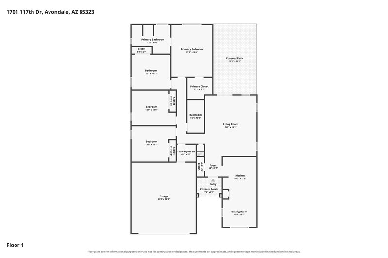 2,075/Mo, 1701 S 117th Dr Avondale, AZ 85323 Floor Plan View