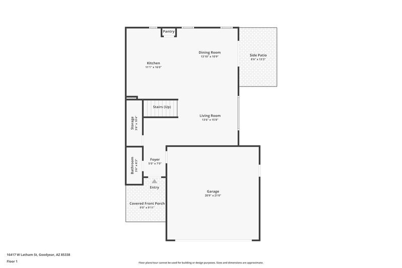 1,995/Mo, 16417 W Latham St Goodyear, AZ 85338 Floor Plan View