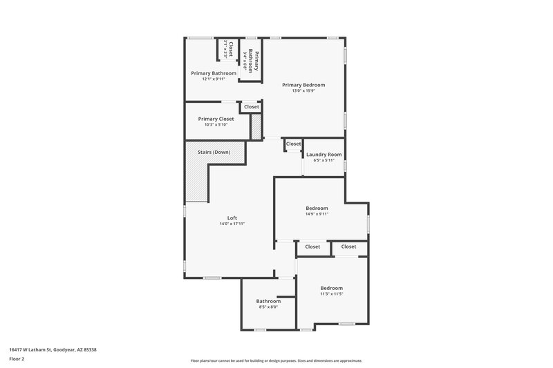 1,995/Mo, 16417 W Latham St Goodyear, AZ 85338 Floor Plan View 2