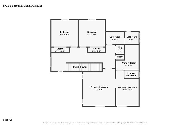 2,135/Mo, 5720 E Butte St Mesa, AZ 85205 Floor Plan View