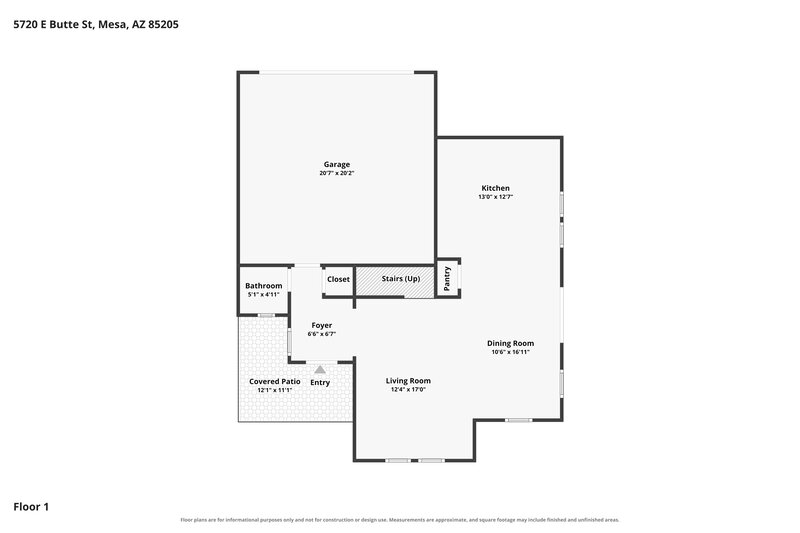 2,135/Mo, 5720 E Butte St Mesa, AZ 85205 Floor Plan View 2