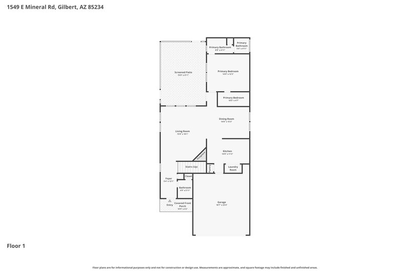 2,340/Mo, 1549 E Mineral Rd Gilbert, AZ 85234 Floor Plan View