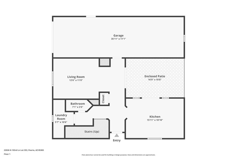 1,725/Mo, 22026 N 103rd Ln Lot 353 Peoria, AZ 85383 Floor Plan View