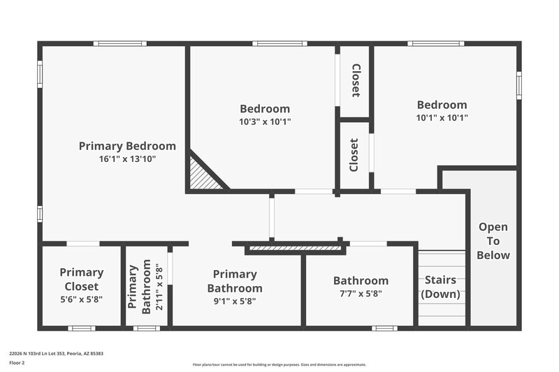 1,725/Mo, 22026 N 103rd Ln Lot 353 Peoria, AZ 85383 Floor Plan View 2