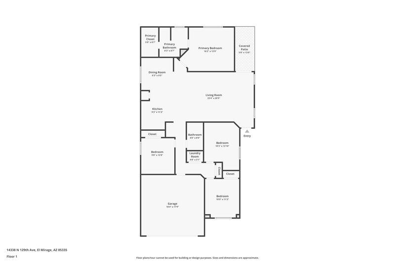 1,825/Mo, 14338 N 129th Ave El Mirage, AZ 85335 Floor Plan View