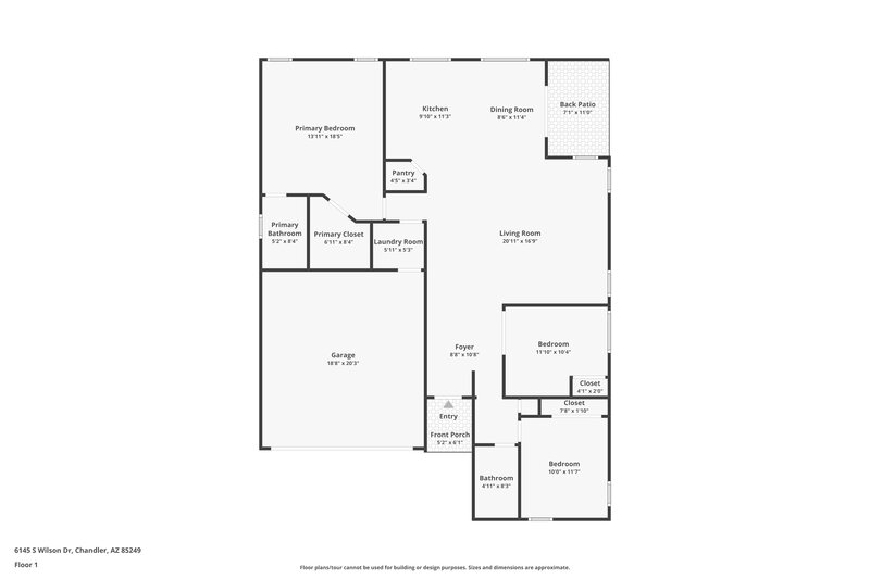 1,950/Mo, 6145 S Wilson Dr Chandler, AZ 85249 Floor Plan View
