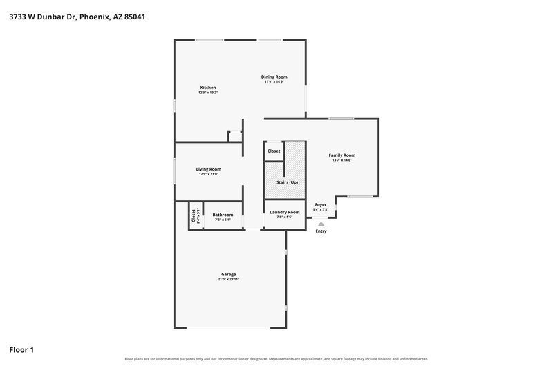 2,495/Mo, 3733 W Dunbar Dr Phoenix, AZ 85041 Floor Plan View