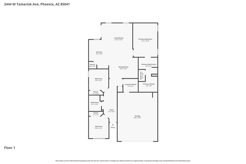 2,130/Mo, 2444 W Tamarisk Ave Phoenix, AZ 85041 Floor Plan View