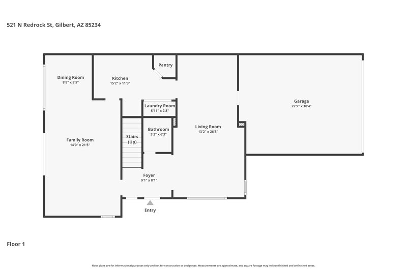 2,170/Mo, 521 N Red Rock St Gilbert, AZ 85234 Floor Plan View