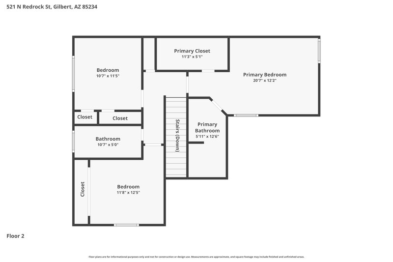 2,170/Mo, 521 N Red Rock St Gilbert, AZ 85234 Floor Plan View 2