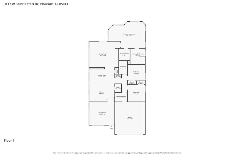 1,975/Mo, 3117 W St Kateri Dr Phoenix, AZ 85041 Floor Plan View
