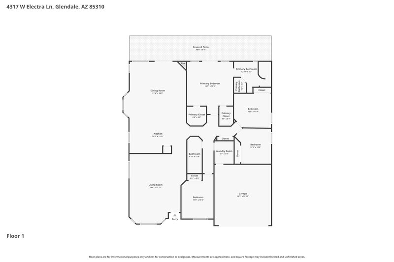 3,380/Mo, 4317 W Electra Ln Glendale, AZ 85310 Floor Plan View
