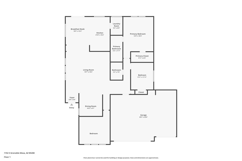 2,210/Mo, 1152 S Grenoble Mesa, AZ 85208 Floor Plan View