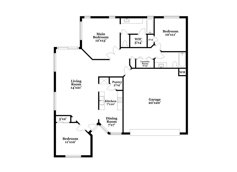 1,990/Mo, 1115 E Grove St Phoenix, AZ 85040 Floor Plan View