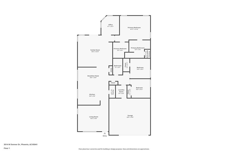 1,990/Mo, 3014 W Donner Dr Phoenix, AZ 85041 Floor Plan View