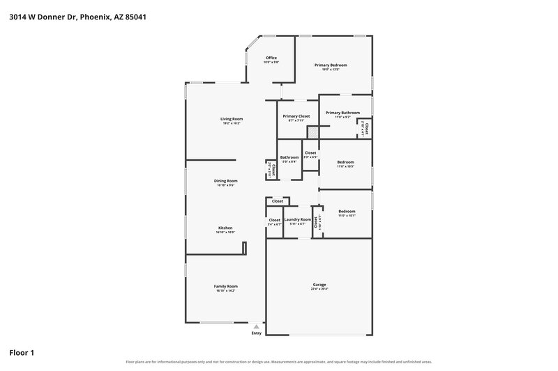 2,010/Mo, 3014 W Donner Dr Phoenix, AZ 85041 Floor Plan View
