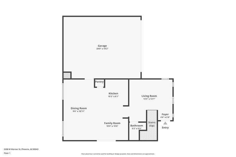 1,825/Mo, 5208 W Warner St Phoenix, AZ 85043 Floor Plan View