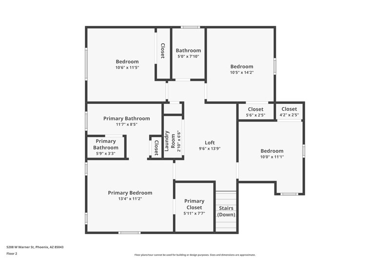 1,825/Mo, 5208 W Warner St Phoenix, AZ 85043 Floor Plan View 2