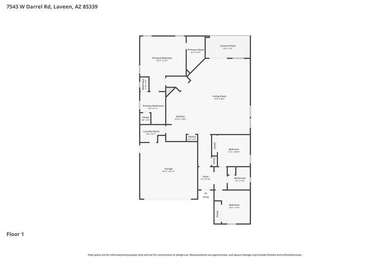 2,220/Mo, 7543 W Darrel Rd Laveen, AZ 85339 Floor Plan View