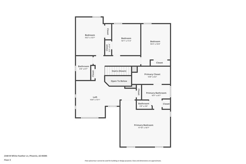 2,605/Mo, 2348 W White Feather Ln Phoenix, AZ 85085 Floor Plan View 2