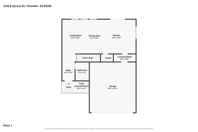 2,315/Mo, 2236 E Spruce Dr Chandler, AZ 85286 Floor Plan View 2