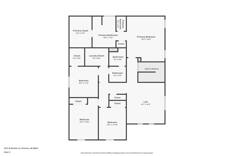 2,460/Mo, 2741 W Bowker St Phoenix, AZ 85041 Floor Plan View 2