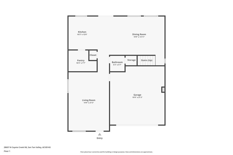 2,135/Mo, 28657 N Coyote Creek Rd San Tan Valley, AZ 85143 Floorplan View