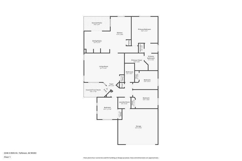 1,935/Mo, 2246 S 85th Dr Tolleson, AZ 85353 Floor Plan View