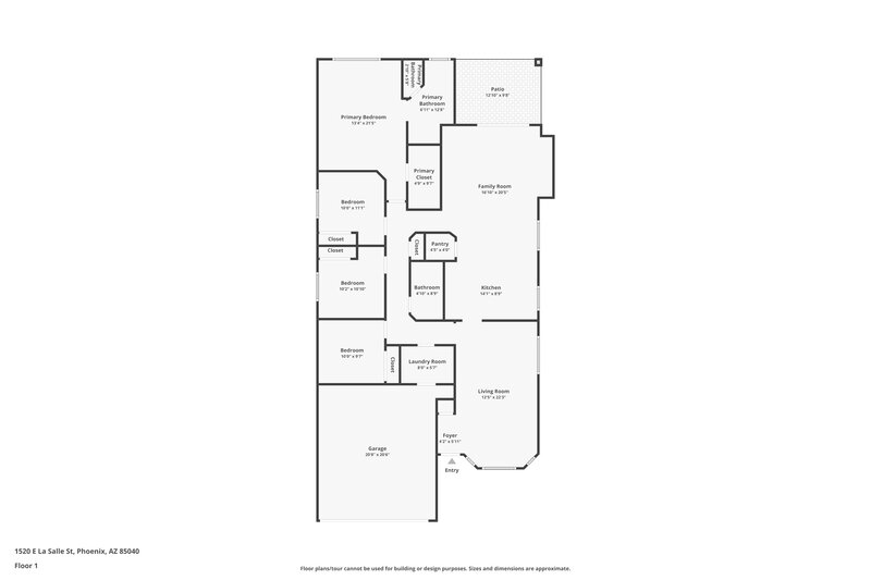 1,965/Mo, 1520 E La Salle St Phoenix, AZ 85040 Floor Plan View