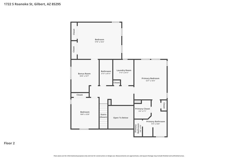 2,880/Mo, 1722 S Roanoke St Gilbert, AZ 85295 Floor Plan View 2