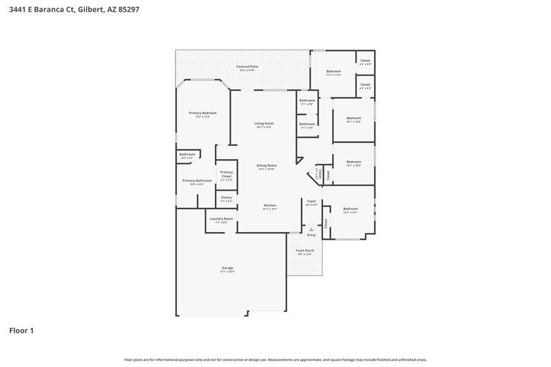2,855/Mo, 3441 E Baranca Ct Gilbert, AZ 85297 Floor Plan View